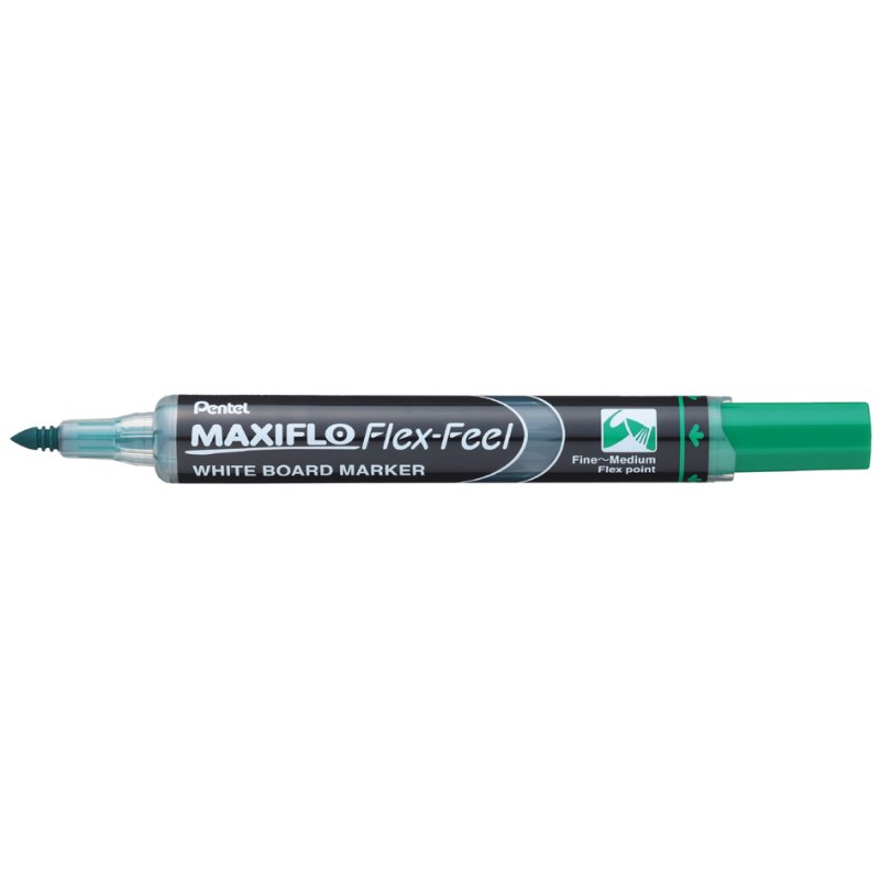 Pentel marqueur tableau blanc MAXIFLO Flex-Feel, noir, pointe flexible, système à pompe