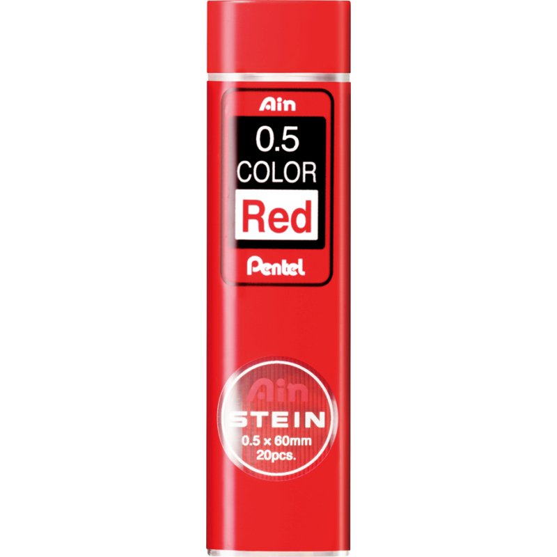 Pentel mines de crayon mécanique, 0,5 mm, rouge, effaçable, 20 pièces