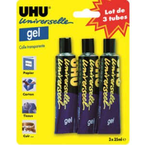 UHU gellijm universeel, set van 3, transparant, 3 × 35 ml