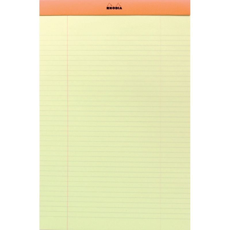 RHODIA notepad A4+, yellow paper, orange cover, 80 sheets