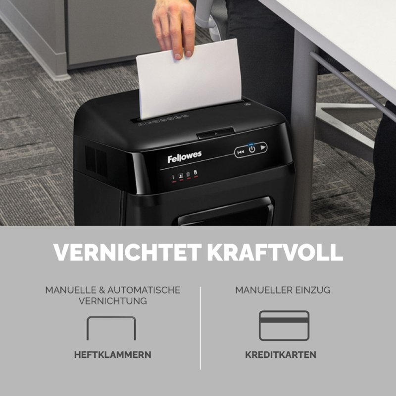 Fellowes papiervernietiger AutoMax 200M, 200 vel, P-5/T-5, 32 liter opvang