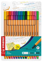 STABILO fineliner point 88, 0,4 mm, 15 stuks, gekleurd