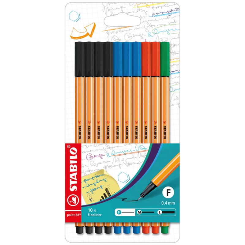 STABILO Point 88 feutres fins, 0,4 mm, 10 pièces, étui