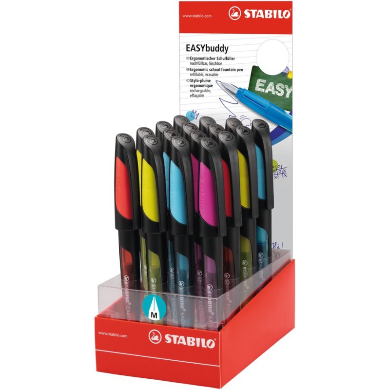STABILO stylo plume EASYbuddy M, droitier, présentoir 16 pièces