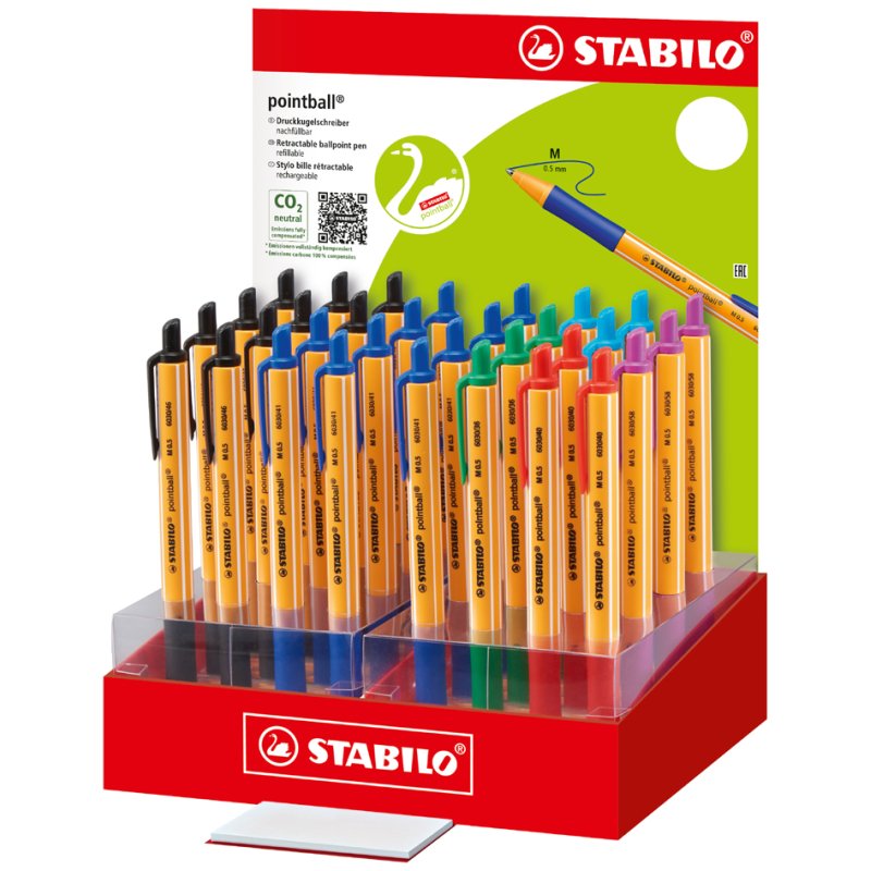 STABILO Pointball ballpoint pen display, refillable, 32 pieces, 0.5 mm