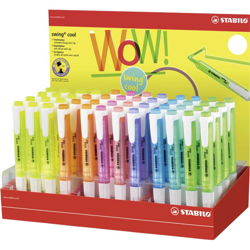STABILO highlighters swing cool, display, 48 pieces, assorted colours
