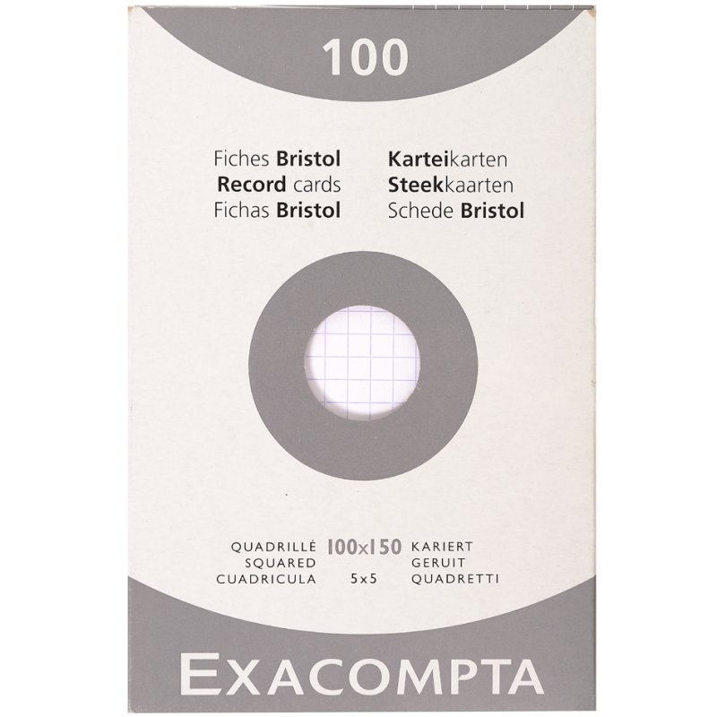 EXACOMPTA systeemkaarten, 100×150 mm, geruit wit, 100 stuks