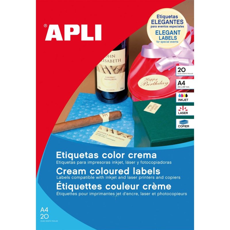 APLI universele ovale etiketten, crème, 360 stuks