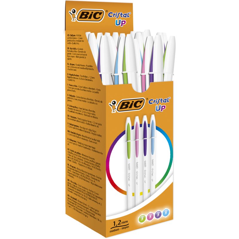 BIC stylos Cristal Up Fashion, assortiment de couleurs, 20 pièces