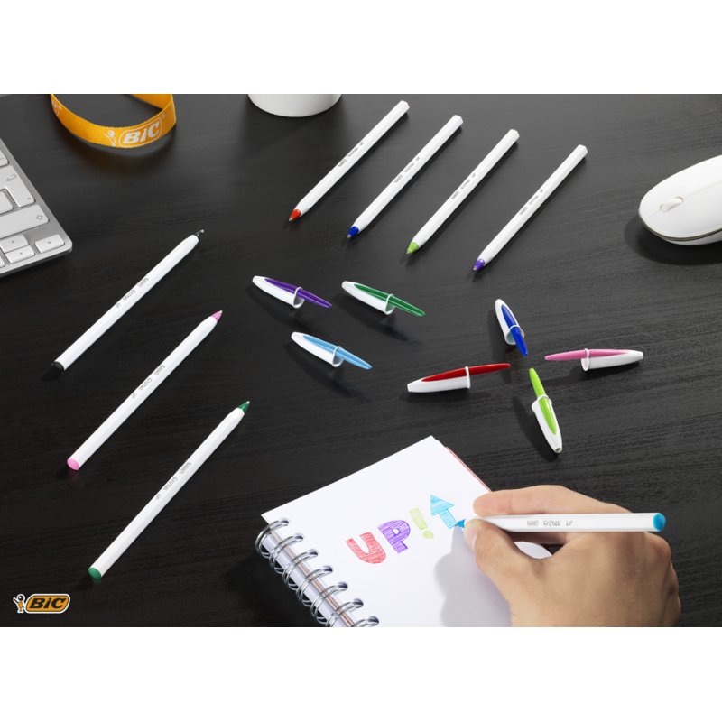 BIC stylos Cristal Up Fashion, assortiment de couleurs, 20 pièces