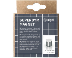 Sigel neodymium magneten cilinder Strong, vernikkeld, 10 mm, 10 stuks