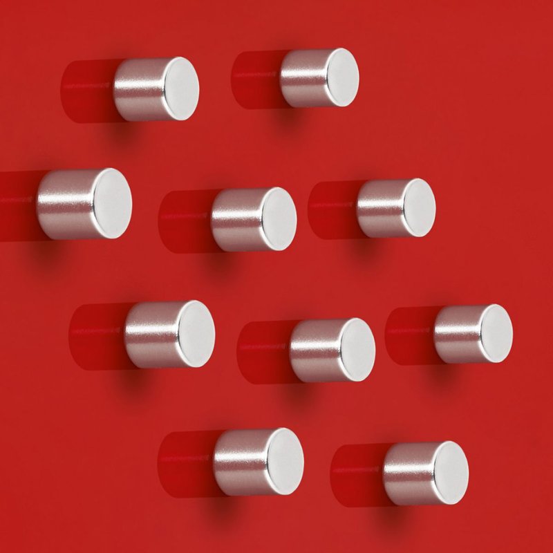 Sigel aimants de design néodyme cylindre Strong C5, nickelé, 10 mm, 5 pièces