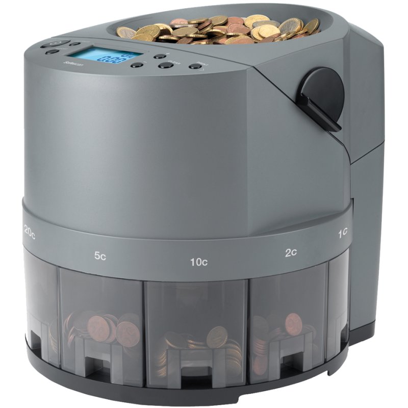 Safescan euromuntentelmachine 1450, donkergrijs, 500 munten per minuut