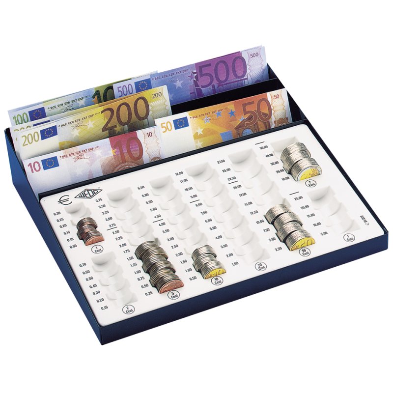 WEDO vervangende munteneenheid, capaciteit 125,75 EUR, lichtgrijs, 8 muntrillen