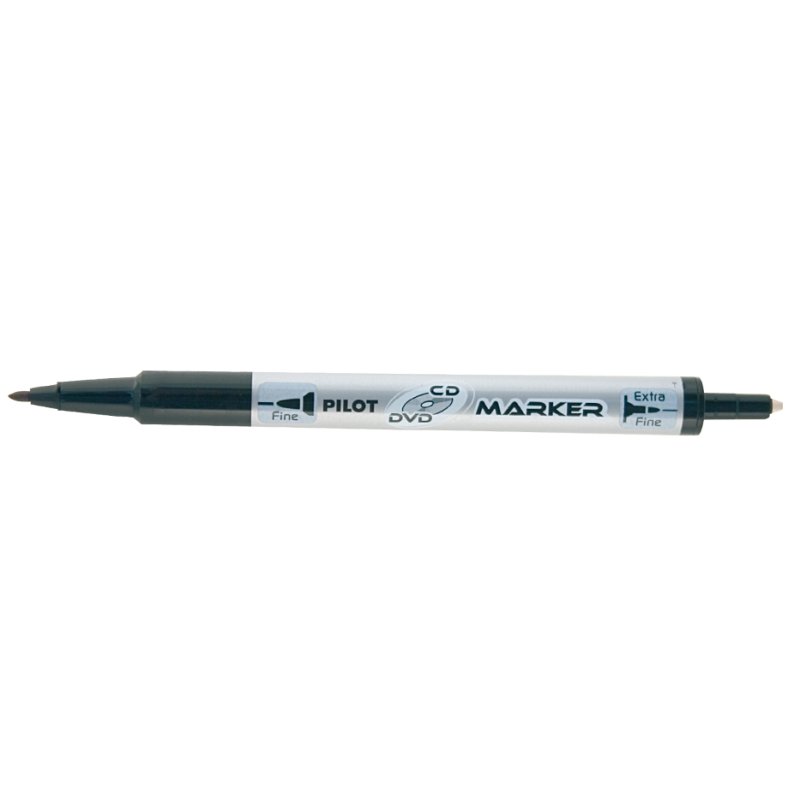 PILOT permanent marker twin CD/DVD, black, two tips 0.3-0.5 mm