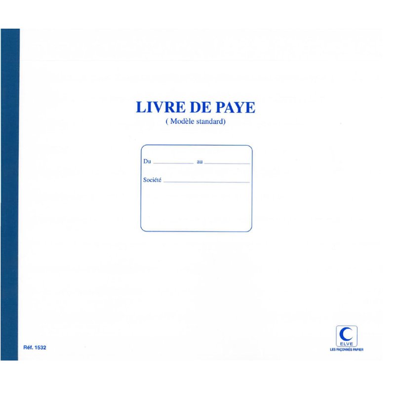 ELVE bulletin de salaire, 270×315 mm, 40 pages, 35 lignes