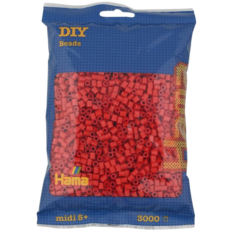 Hama perles à repasser taille moyenne, rouge, 5,0 mm, 3.000 pièces
