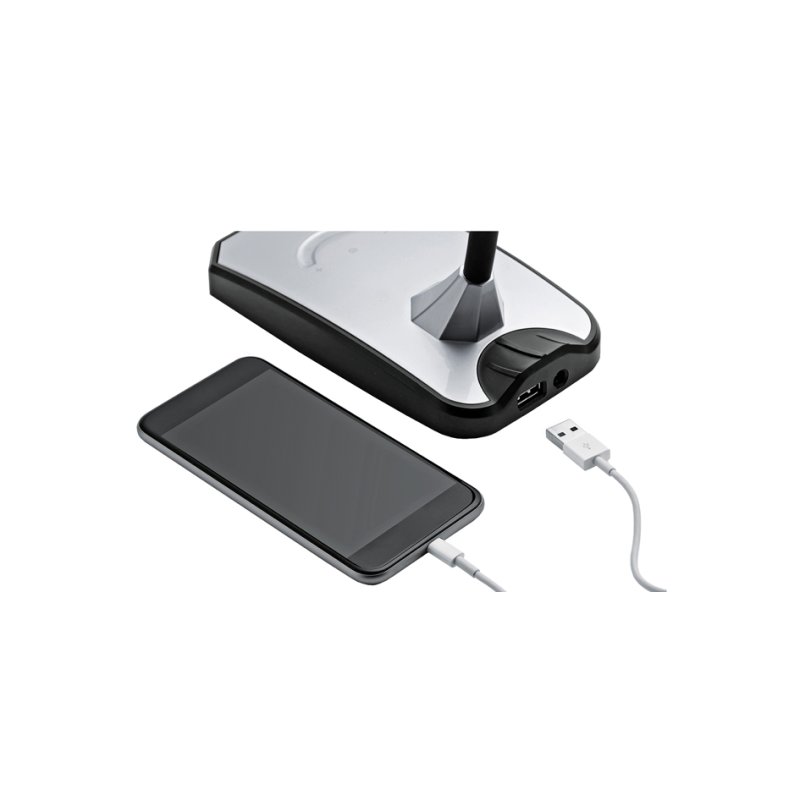 Hansa Lampe de bureau LED Twist, noir, dimmable, connexion USB