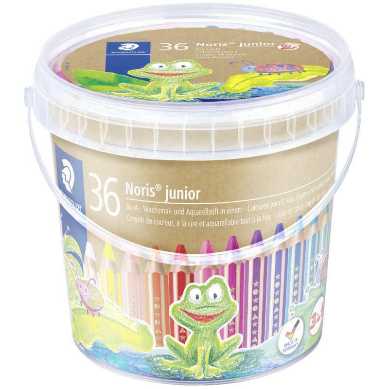 STAEDTLER crayons de couleur Noris junior, hexagonaux, 36 pièces, seau