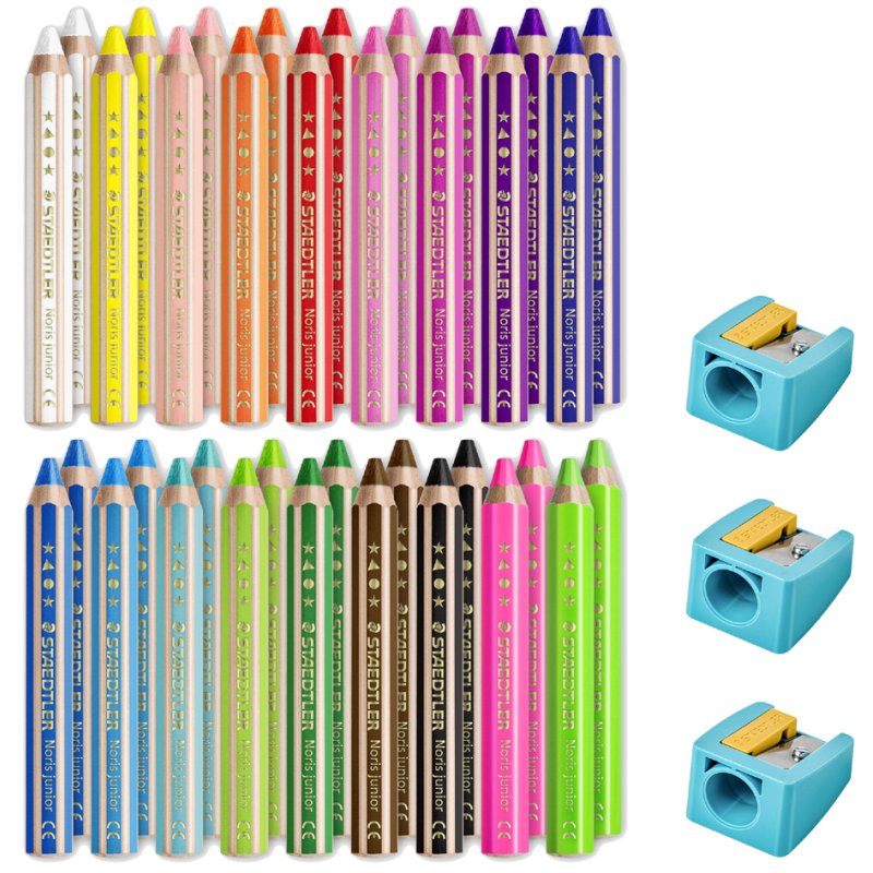 STAEDTLER crayons de couleur Noris junior, hexagonaux, 36 pièces, seau