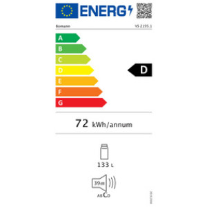 BOMANN koelkast VS 2195, edelstaal, 133 liter, energieklasse D