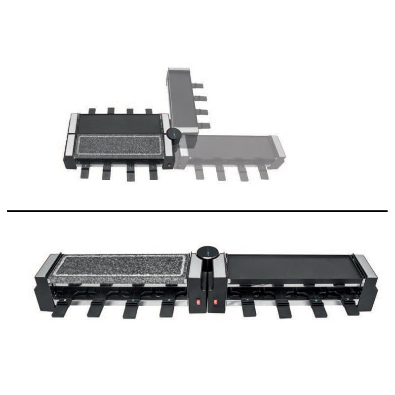 CLATRONIC raclette-grill RG 3678, pierre chauffante, 8 poêlons, 1200 watts