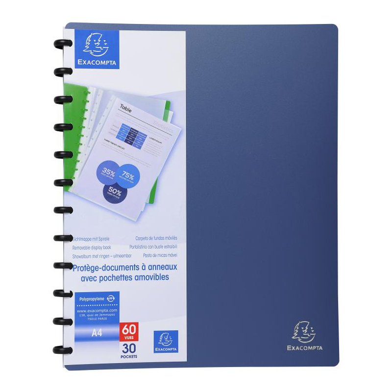 EXACOMPTA presentatiemap A4, blauw, 30 hoezen