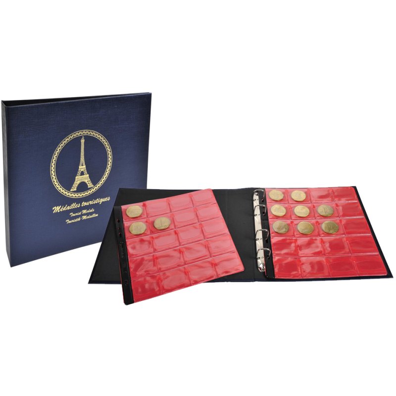 EXACOMPTA collecting album for 100 coins, blue, 4-ring mechanism
