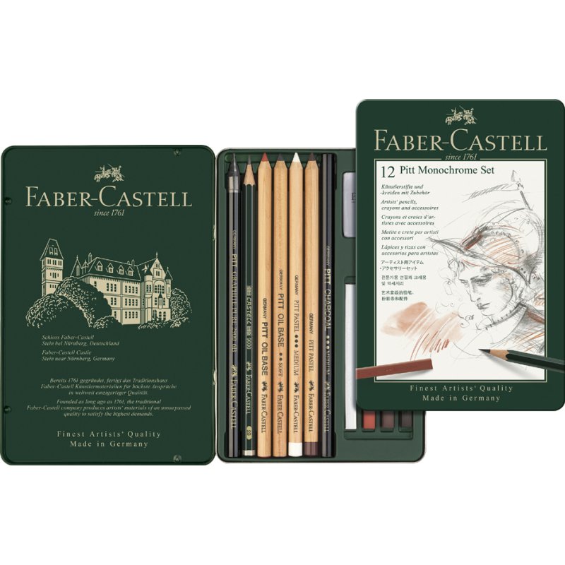 Faber-Castell Pitt Monochrome small drawing set, 12-piece case