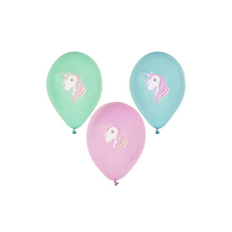 PAPSTAR Unicorn balloons, assorted colours, 290 mm, 6 pieces