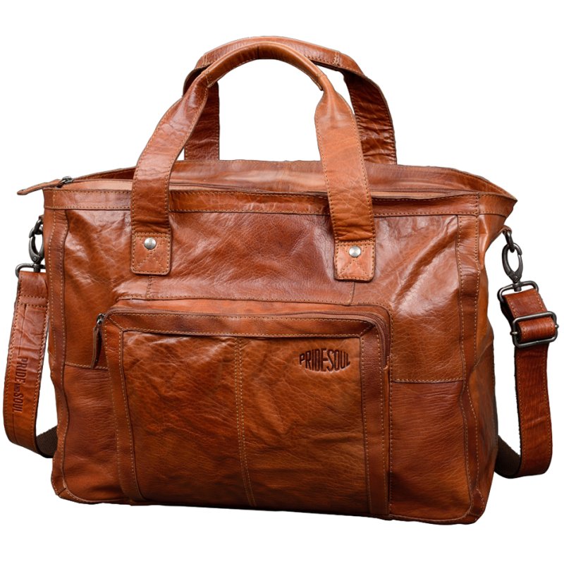 PRIDE&SOUL leather handbag ROYAL 'T', genuine leather, brown