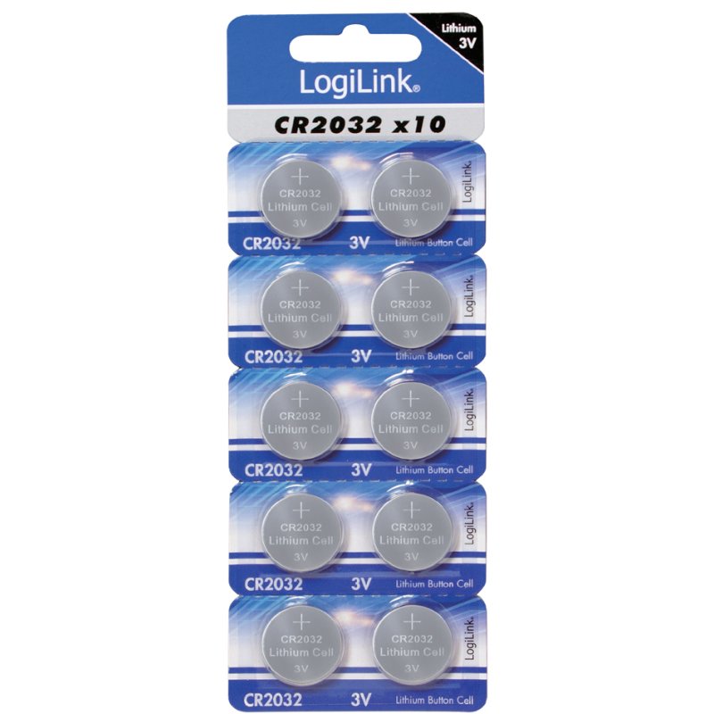LogiLink lithium knoopcellen CR2032, 3V, 10 stuks