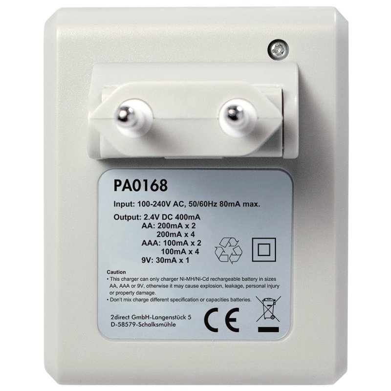 LogiLink chargeur de batterie, argent, AA/AAA/9V, 3 LEDs