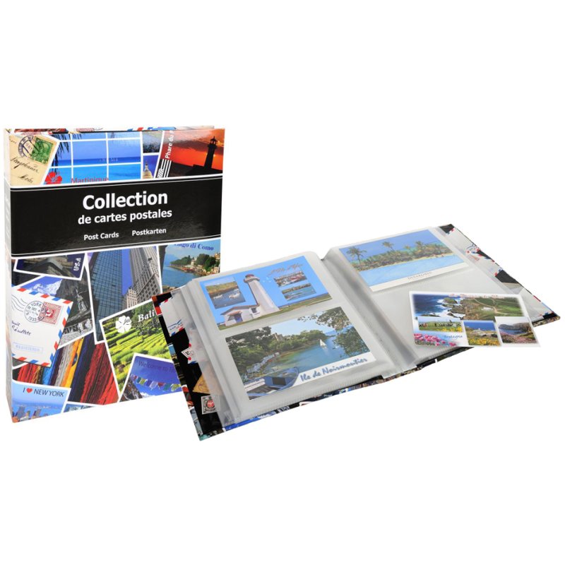 EXACOMPTA postkaartalbum voor 200 stuks, 200 × 255 mm, 50 kunststofhoezen