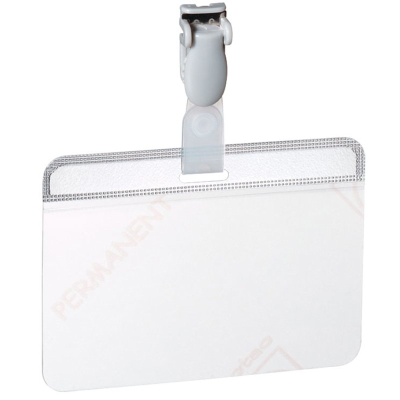 DURABLE naamplaatjes met clip, hartfolie transparant, 90×54 mm, 25 stuks