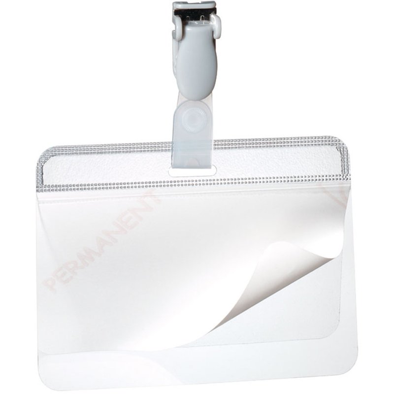 DURABLE naamplaatjes met clip, hartfolie transparant, 90×54 mm, 25 stuks