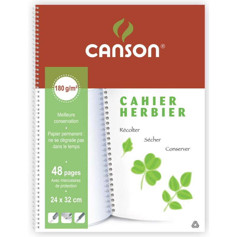 CANSON herbarium schetsboek, wit, spiraalband, 240 × 320 mm, 48 pagina's