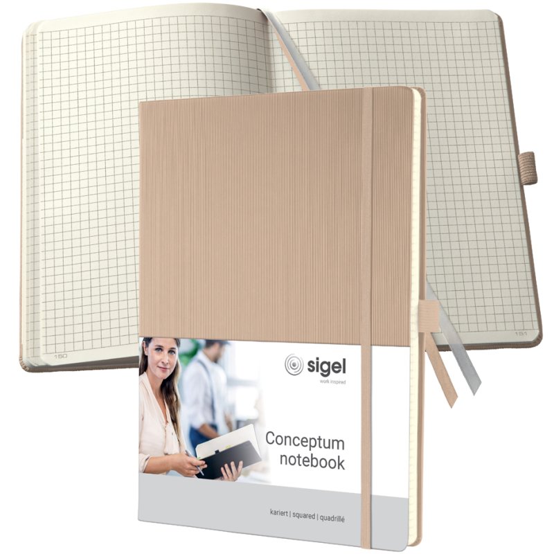 Sigel bloc-notes Conceptum A4, quadrillé, noir, 97 feuilles
