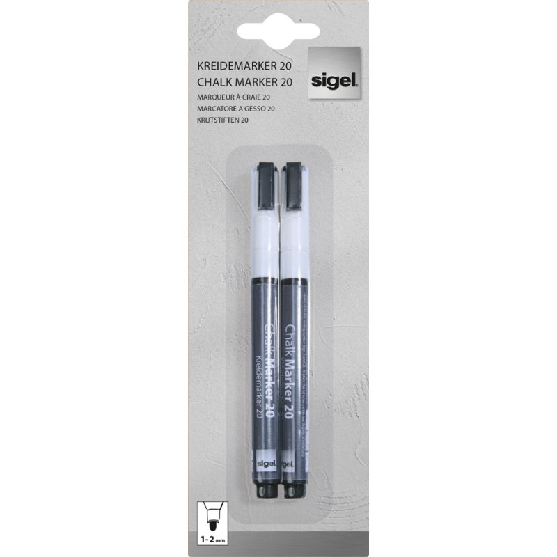 Sigel chalk marker, round tip, 2 pieces