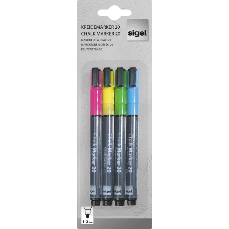 Sigel chalk marker, round tip, 2 pieces