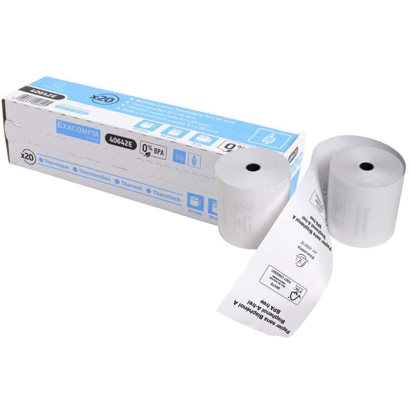 EXACOMPTA bonrollen kassasystemen, 57 mm × 44 m, BPA-vrij, 10 stuks