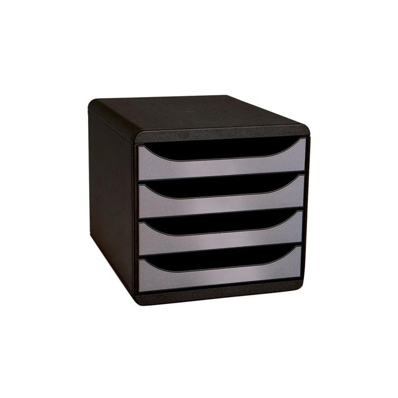 EXACOMPTA boîte à tiroirs BIG-BOX, 4 tiroirs, noir/argent, A4+