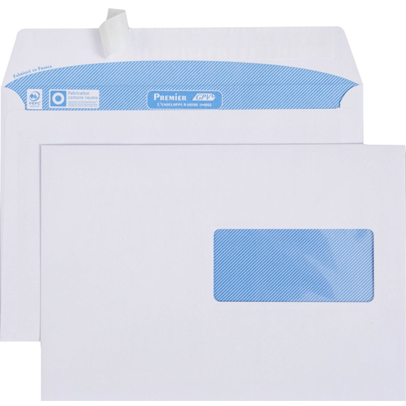 GPV enveloppes à fenêtre Premier, 110×220 mm, fenêtre droite, 500 pièces