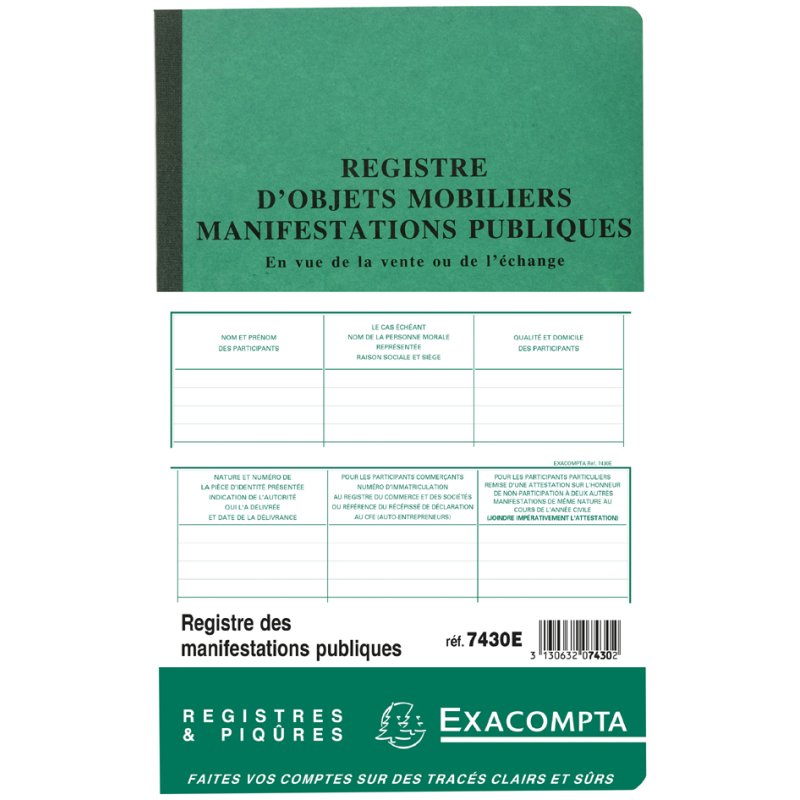 EXACOMPTA geperforeerd roerende goederenregister, 320 × 195 mm, 80 pagina's