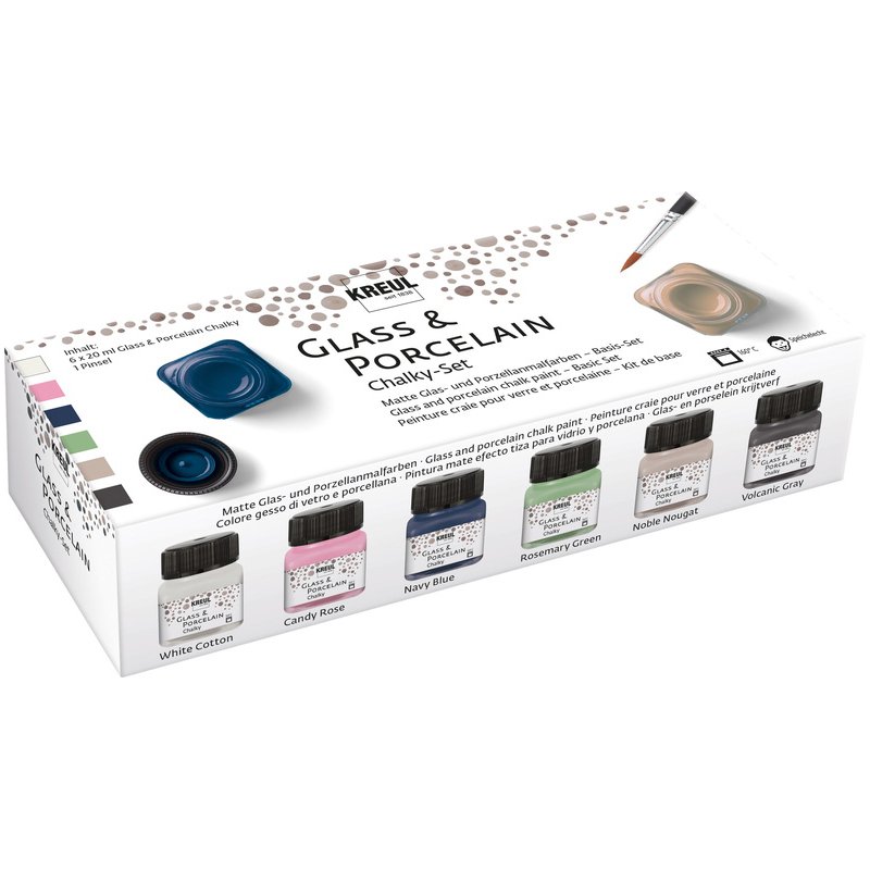 KREUL peinture porcelaine Glass & Porcelain Chalky-Set, mat, 6 pièces