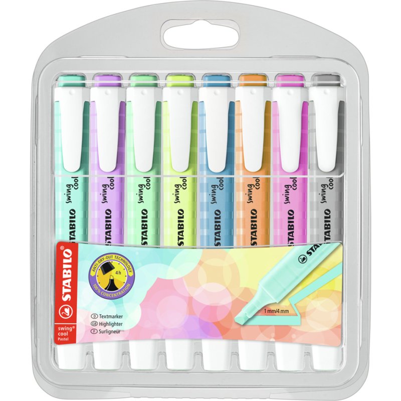 STABILO surligneurs swing cool Pastel Edition, 4 pièces, couleurs pastel