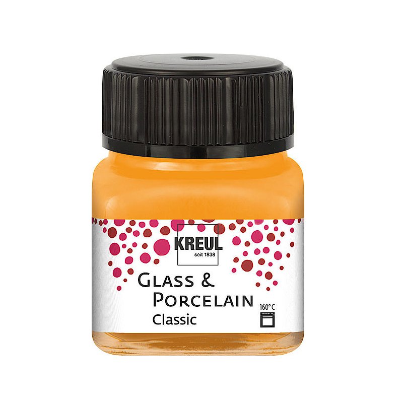 KREUL peinture pour verre et porcelaine Classic, jaune canari, 20 ml