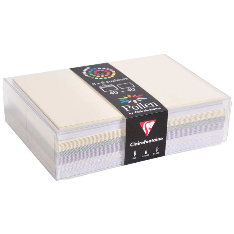 Pollen by Clairefontaine wedding card set, 40 cards + 40 envelopes, 110×155 mm