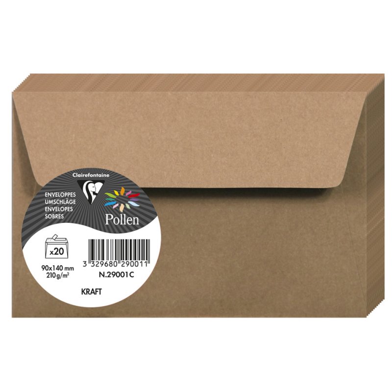 Pollen by Clairefontaine enveloppen kraftpapier, bruin, 20 stuks