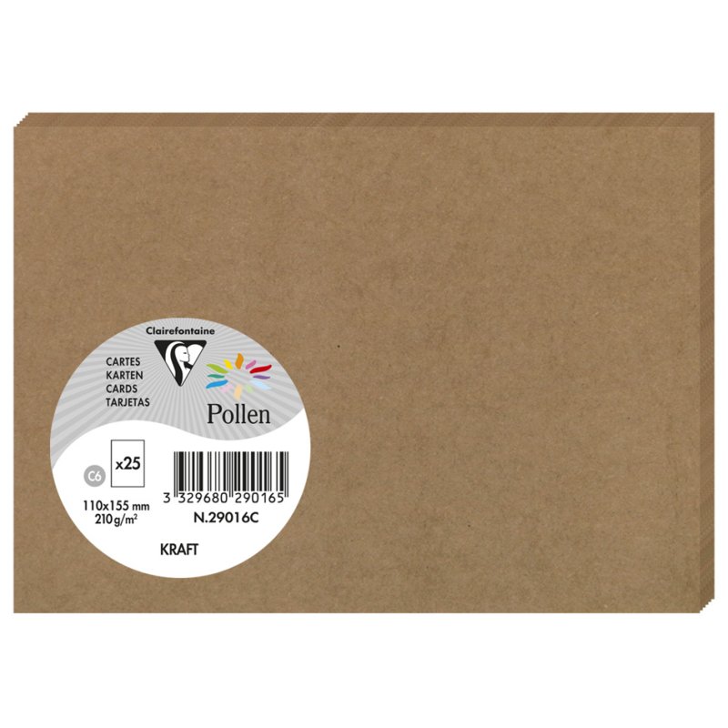 Pollen by Clairefontaine cartes kraft, 135×135 mm, 200 g/m², 25 pièces